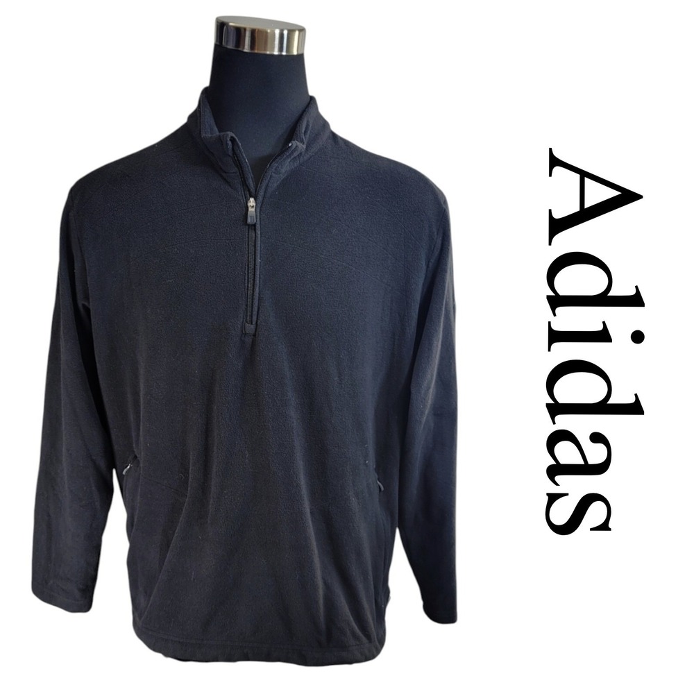 Adidas Pullover Mens 2XL Black Fleece ClimaWarm Quarter Zip Jacket CCC 1924 Logo
